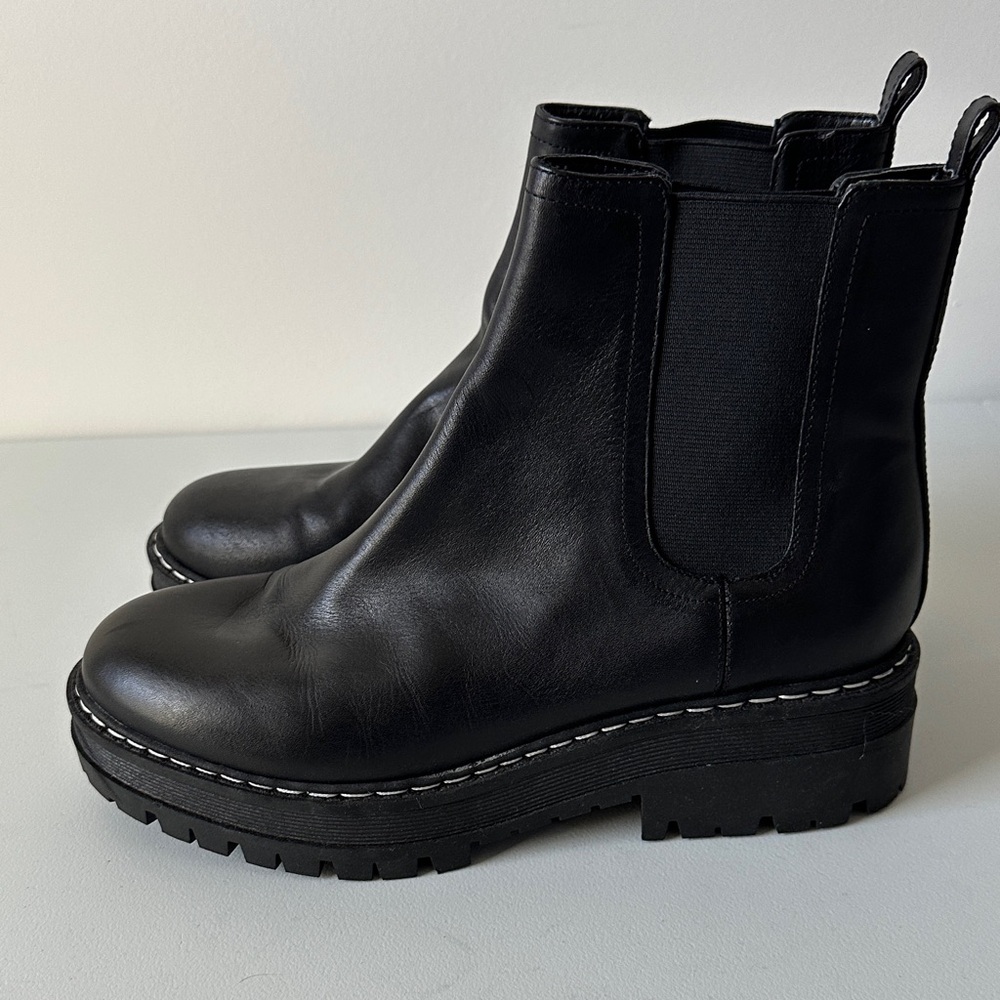 Marc Fisher Lug Sole Black Ankle Chelsea Booties - Picture 4 of 8